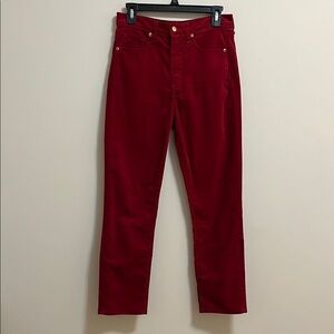 GAP Velvet Pants Vintage Slim High Rise Red Burgundy Pop Of Color Bold 28/6R